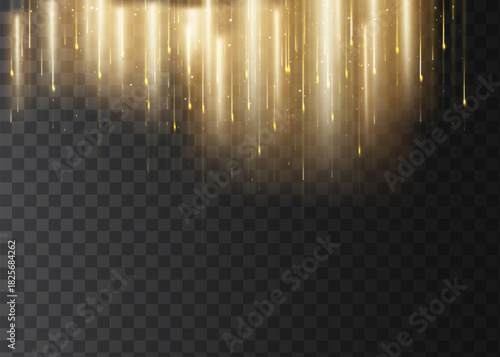 Abstract elegant gold glowing line with lighting effect sparkle on black background. Template premium award design.