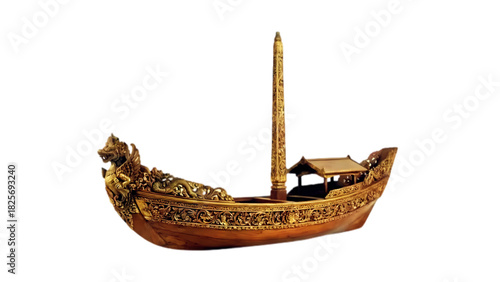 carved wooden boat with high artistic value