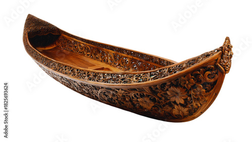 old wooden boat with carvings
