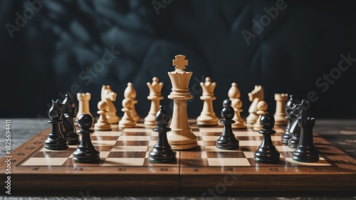 Wallpaper Mural Wooden chess game set up on a playing surface ready for strategic competition Torontodigital.ca