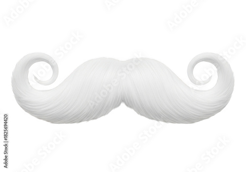 White santa claus style mustache isolated on transparent background