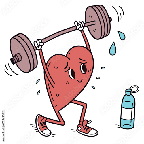 Strong Heart Character Lifting Barbell. Cardio, Weight Training, and Cardiovascular Health.