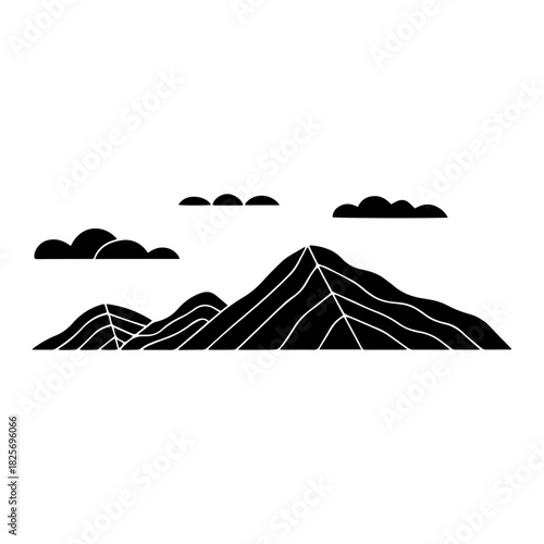 Minimalist Cloudy Mountain Range