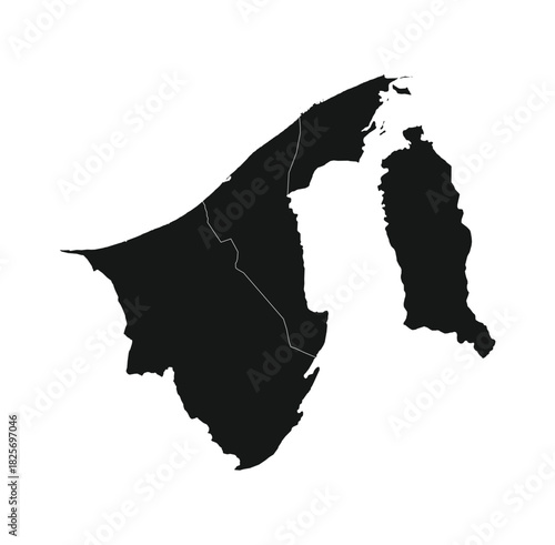 Black map of brunei hgih quality vector illustration