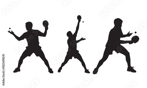 Dynamic silhouette of table tennis players in action silhouette