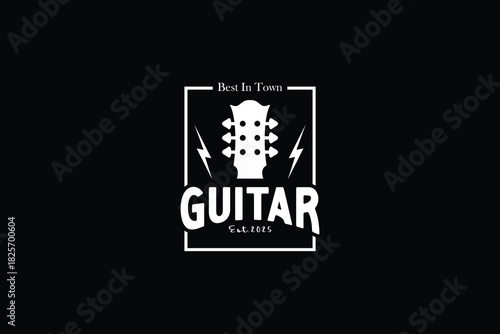 Guitar rock and roll logo design