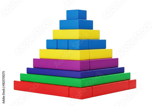 Geometric block pyramid toy isolated on transparent background