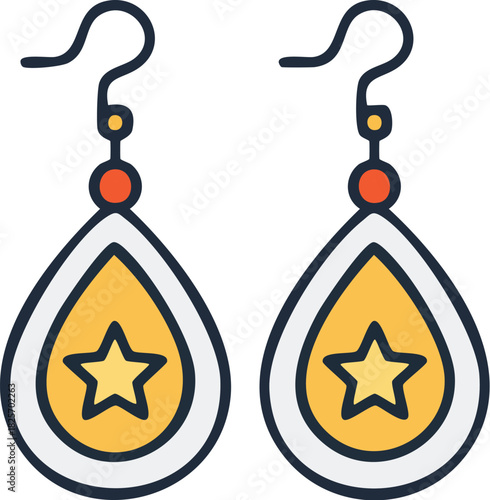 Earrings icon illustration a stylish pair with star charms, perfect for fashion and jewelry design