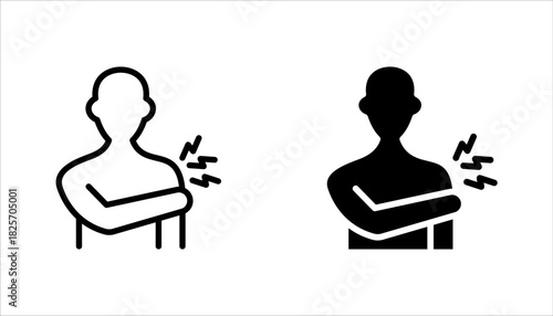 Arm swelling icon set. Rash on hand. Allergic reaction. Vaccination side effect. vector illustration on white background