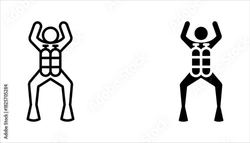 Scuba diving icon set. deep ocean underwater diving with oxygen cylinder and mask suit for sport activity. vector illustration on white background