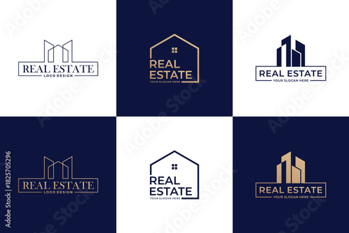 Set of luxury real estate logo design.