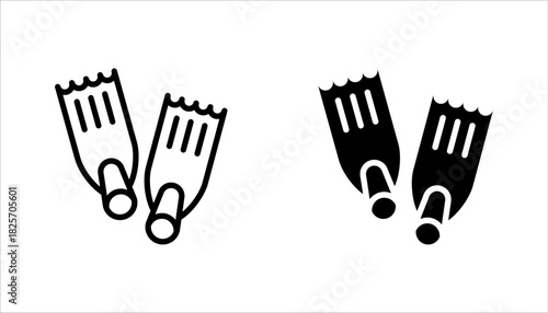 Scuba flippers icons set. flippers set featuring various designs for underwater activities, vector illustration on white background