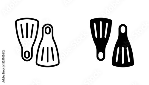 Scuba flippers icons set. flippers set featuring various designs for underwater activities, vector illustration on white background