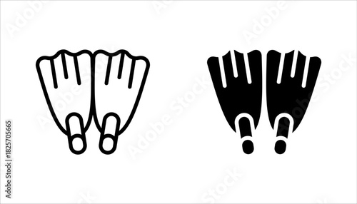 Scuba flippers icons set. flippers set featuring various designs for underwater activities, vector illustration on white background