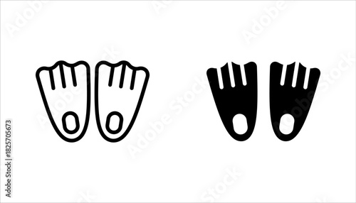 Scuba flippers icons set. flippers set featuring various designs for underwater activities, vector illustration on white background