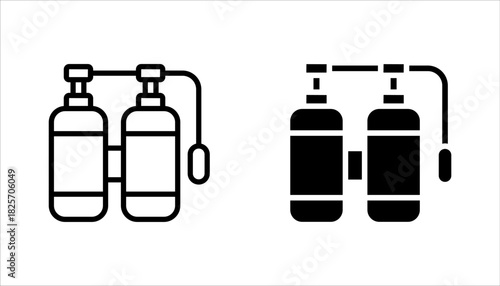 Scuba tank icon set, scuba diving oxygen cylinder tank icon vector illustration on white background
