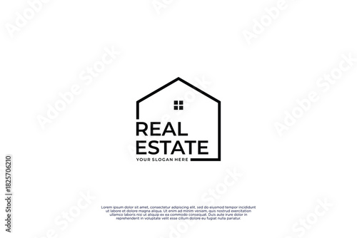 Real estate logo. Word mark with house logo