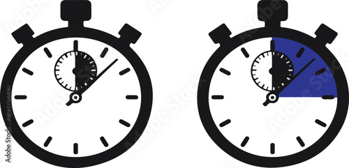 Two Black Analog Stopwatch Timer Icons