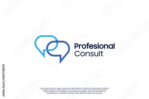 Professional consult logo design. Bubble chat logo with line art style
