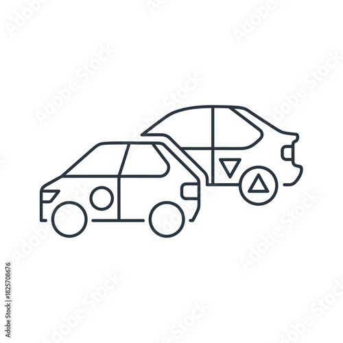 Outlined Car Collision Icon Vehicle Accident Vector Illustration