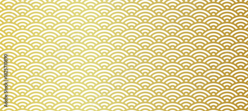 金の青海波　祝いの古典紋様　背景　ベクター