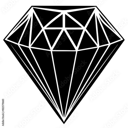 Sparking Diamond Gemstone Silhouette Vector Icon