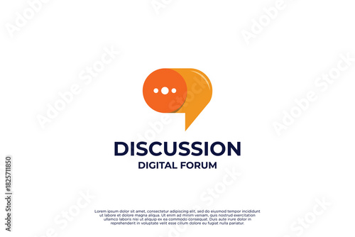Colorful bubble chat logo design. Discussion logo template