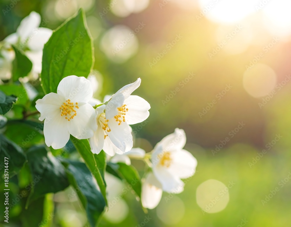 Obraz premium White jasmine flowers in sunlight