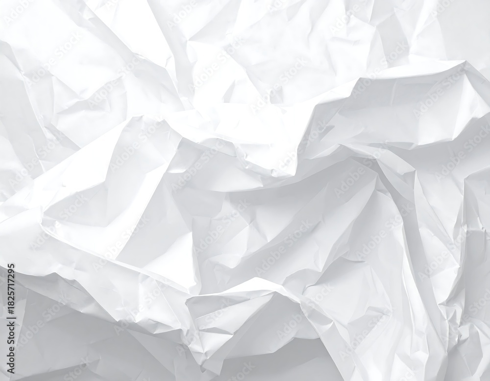 Obraz premium Close-up of intricately crumpled, white, textured paper