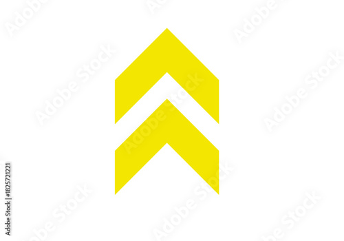 Yellow one arrow icon, blue color arrow indicator Symbol