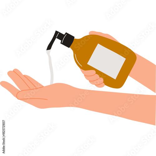 Hand Pouring Shampoo or Soap into Palm