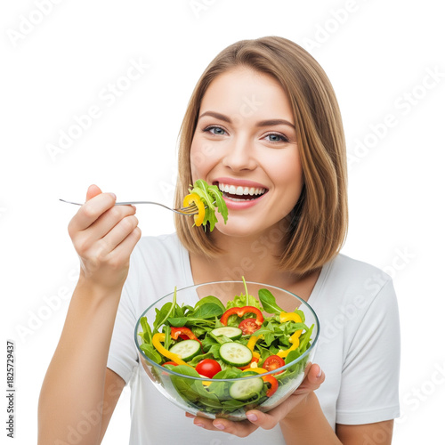 woman eating salad