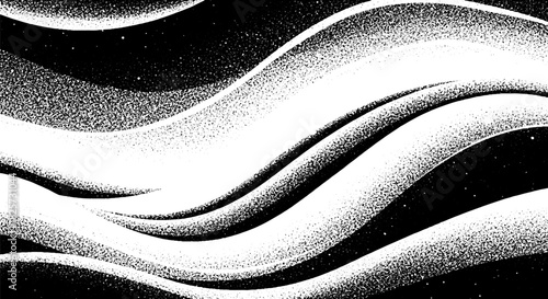 Abstract black and white waves create a mesmerizing visual effect.