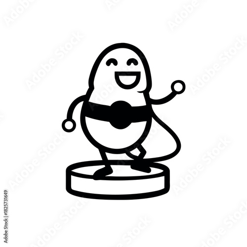 Cheerful Jellybean Superhero Standing Confidently On A Candy Jar In Cute Comic Art Vector illustration