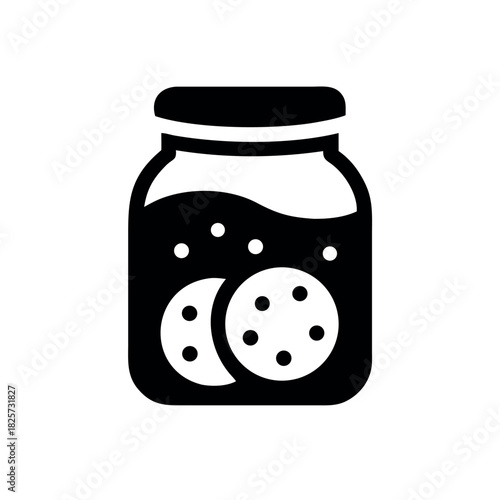 Glass Jar Filled With Homemade Cookies In Flat Cozy Illustration Style For Warm Decor Vector illustration