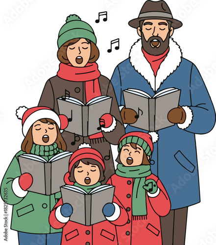 A Family Carols Together During the Winter Holidays