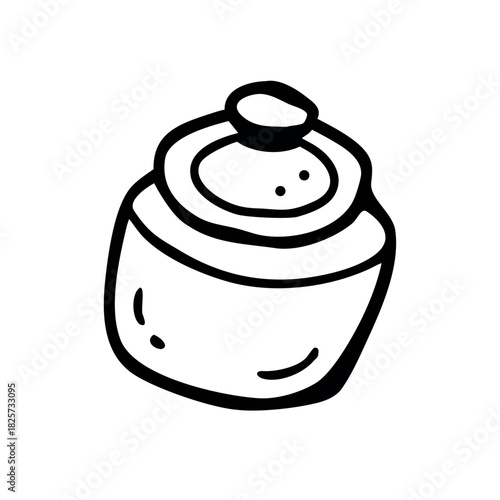 Hand drawn biscuit jar silhouette in artistic sketch style for nostalgic design Vector illustration