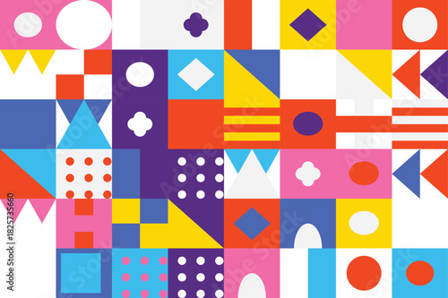 Abstract Geometric Pattern Design A Vibrant and Playful Composition of Shapes and Colors