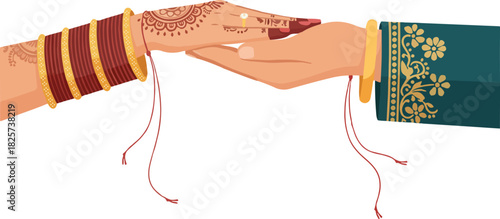 Hast Melap Indian Wedding Ceremony Holding Hands 