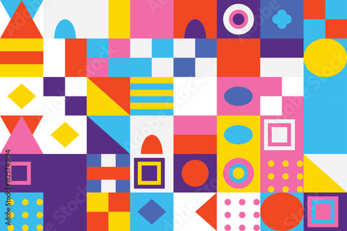 Colorful Geometric Pattern of Abstract Shapes and Designs with Modern Art Aesthetic