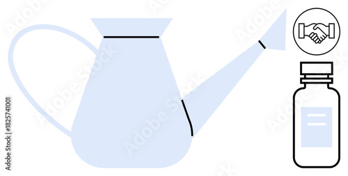 Gardening concept. Gardening tools and fertilizer bottle for plant care. Gardening for growing plants and fostering relationships. Suitable for agriculture, landscaping, eco-living, sustainability