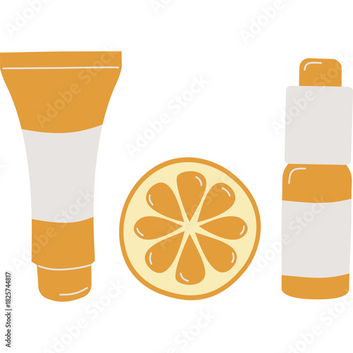 Orange fruit with cosmetic product