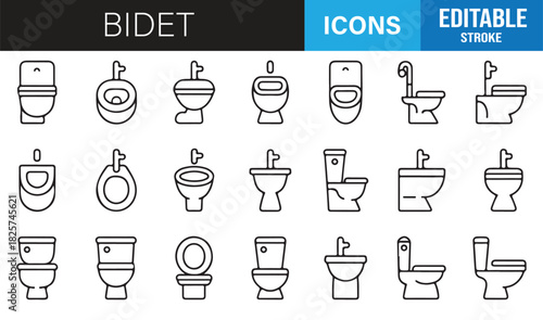 Modern hygiene and plumbing icon pack for digital and print use
