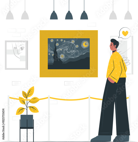 Man admiring art in a gallery