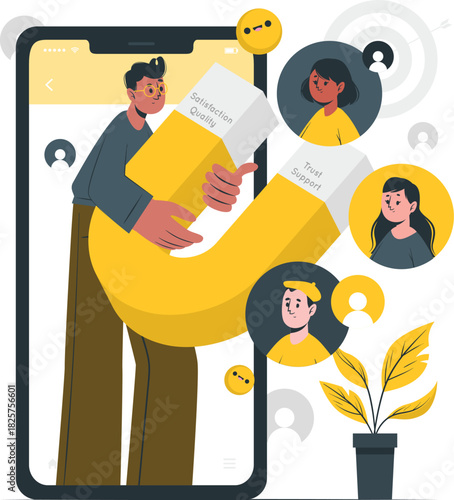 Attracting new clients with digital marketing on smartphone