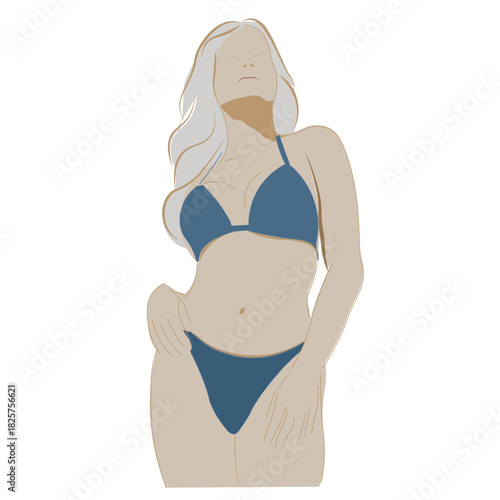 an illustration a women wearing bikinis