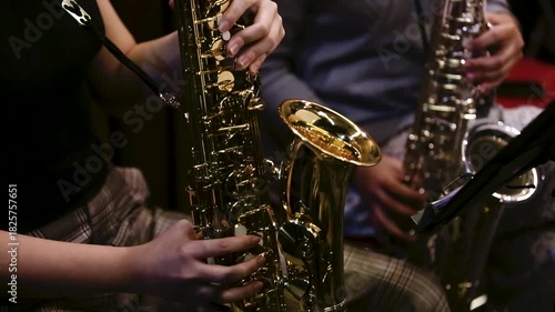 Close-Up of Musician Playing Alto Saxophone