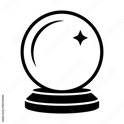 Glass Crystal Ball Fortune Icon on White.