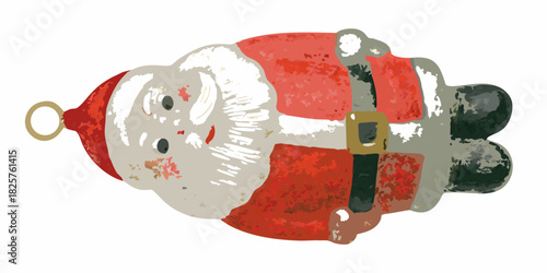 Vintage santa claus ornament with red suit and white beard illustration