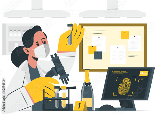 Forensic scientist analyzing evidence in a laboratory